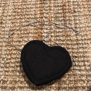 Black Suede Heart Crossbody Bag